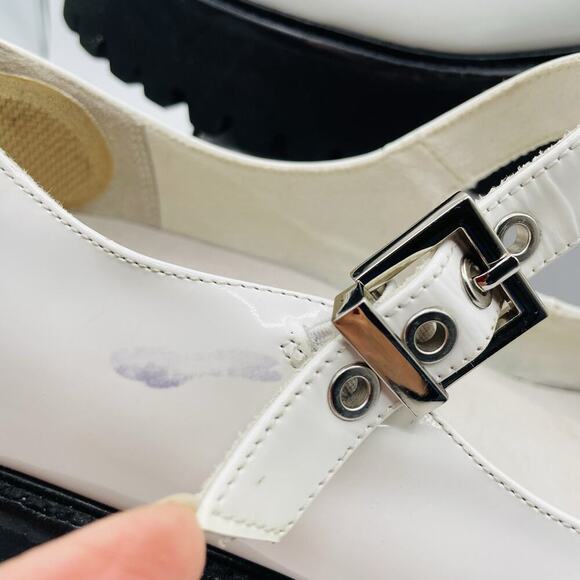 Jeffrey Campbell Cozza Mary Jane Platform Flat Womens 9 White Patent Leather Y2K - Picture 7 of 13